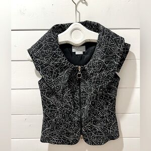 🖤 CHRISTIAN CHENAIL – Black & White Graphic Sleeveless Top, Size 4